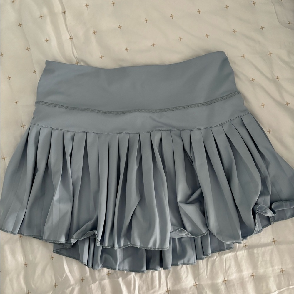 Gold Hinge Chic Light Blue Pleated Mini Skort